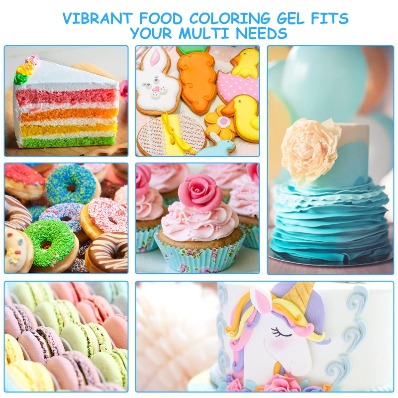 Jelife Food Coloring Gel Cake Decorating Set - Jelife 10 Colors Gel Based Edible Food Color Easter Egg Dye Kit Concentrated Neon Icing Colors for Kids Baking Macaron Frosting Fondant Cookie (6ml/Bottles) - Image 5